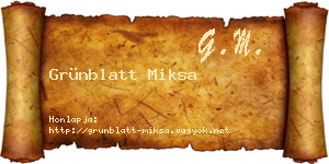 Grünblatt Miksa névjegykártya